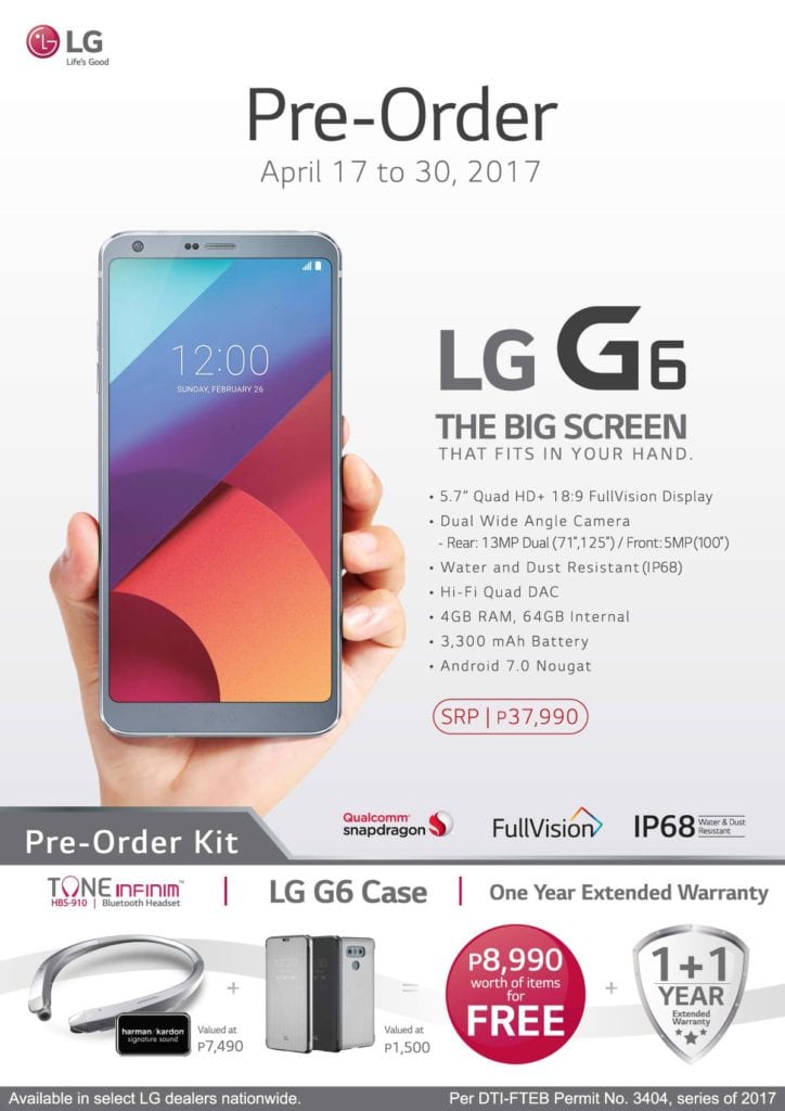 LG G6 preorder promo
