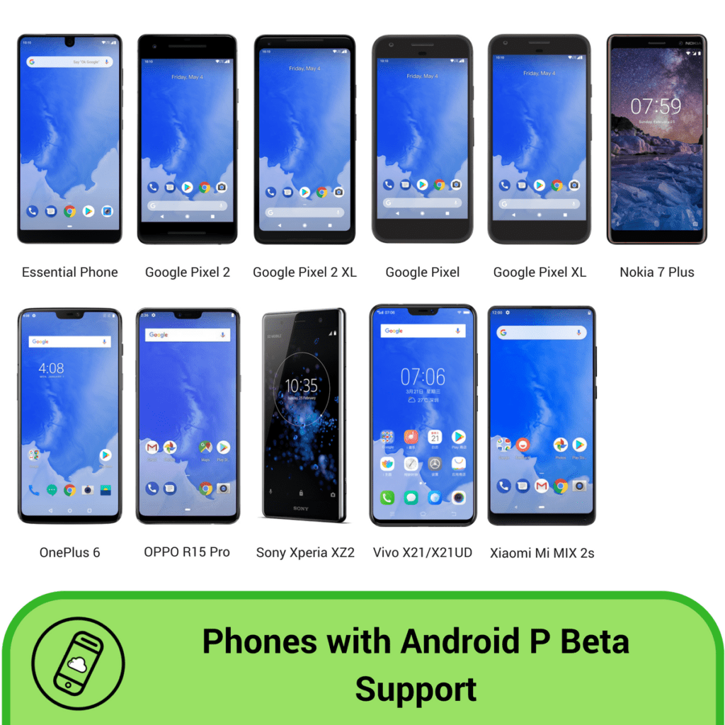 Android P Beta Phones