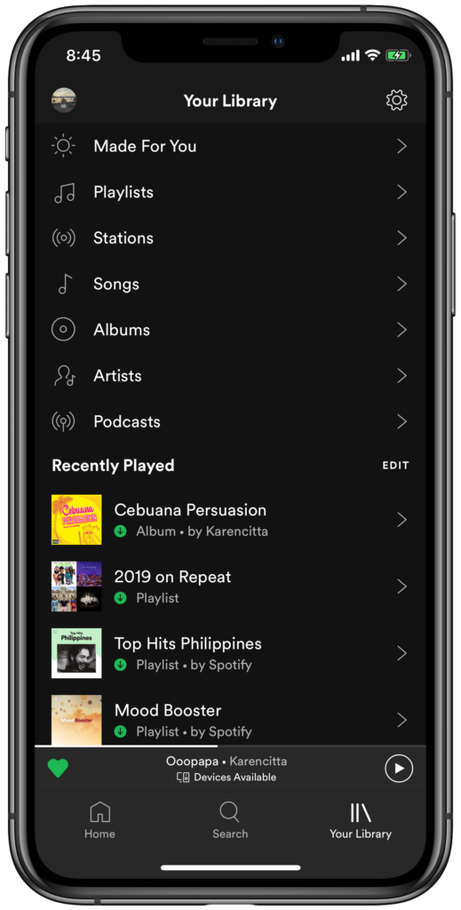 Podcast part of Spotify app